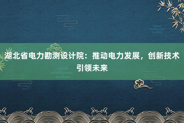 湖北省电力勘测设计院：推动电力发展，创新技术引领未来